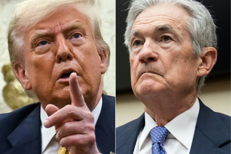 Combination of pictures shows US President Donald Trump (left) and US Federal Reserve Chair Jerome Powell.